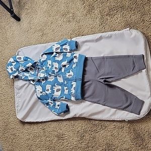 CARTER'S 3-PC ELEPHANT PULLOVER HOODIE AND PANT SET (BOY 9 Months)